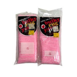 Lot Of 2 VTG Red Heart Bulky Rug Yarn #630 Pink, Latch Hook Acrylic NOS